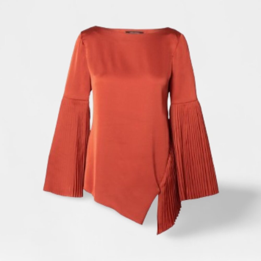 Banana Republic Pleated Bell-sleeve top in Cayenne
